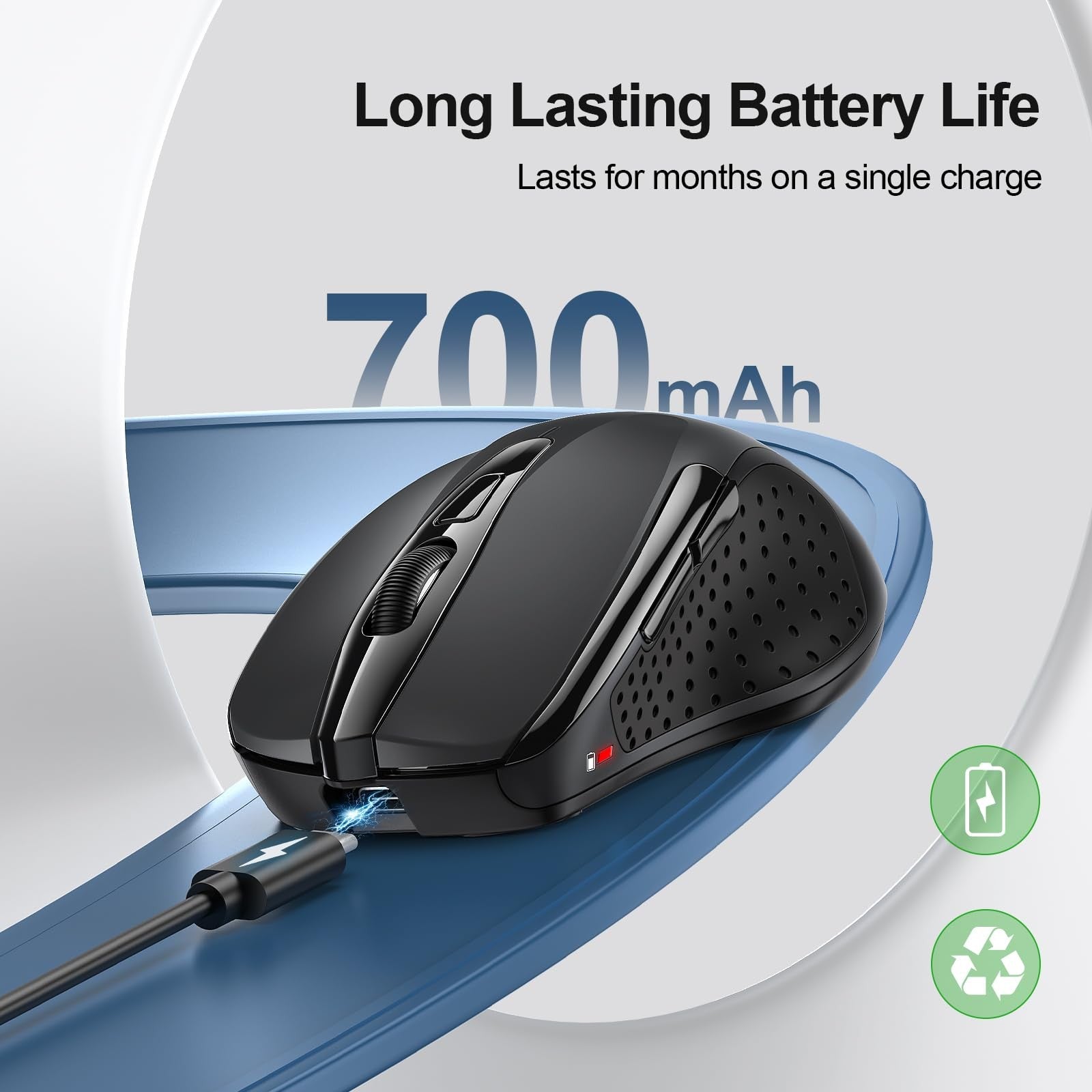 TECKNET Wireless Mouse, 2.4G Ergonomic Optical Mouse, Computer Mouse for Laptop,