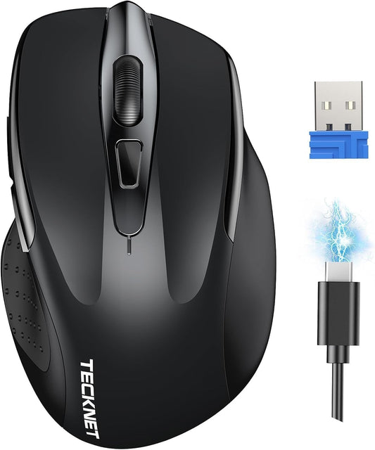 TECKNET Wireless Mouse, 2.4G Ergonomic Optical Mouse, Computer Mouse for Laptop,
